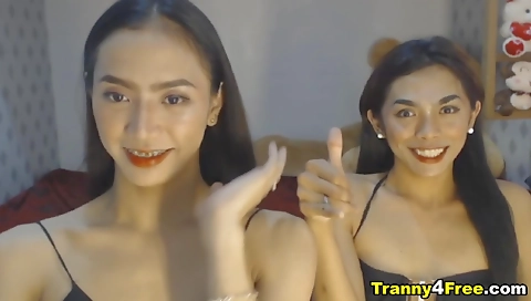 Shemale gets fucked on webcam by double cock porn video