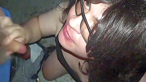 Busty brunette with a big pair of tits has her mouth eaten out by cum