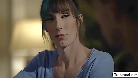 Tattooed transvestite has anal sex with her huge cock