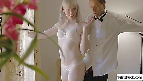 Gorgeous babe is getting her ass fucked in a hardcore threesome