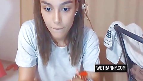 Brunette in a solo amateur video shows off her big tits