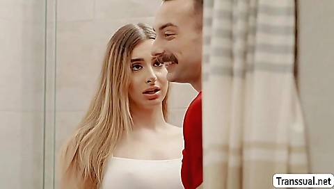 Bareback blonde gets fingered and fucked by a hot man