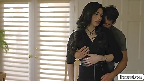 Tight brunette is fucked by trans guy in a hardcore way