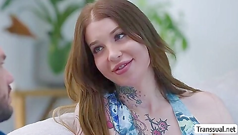 Busty girl in a tattooed uniform fucked really hard by guy