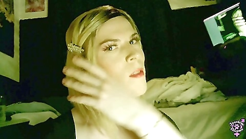 Busty blonde teen gets fucked in the ass with a big dildo