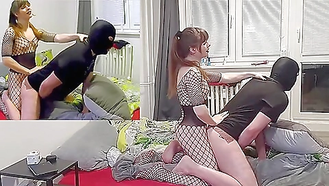Big cock teen with a pair of black stockings is anal